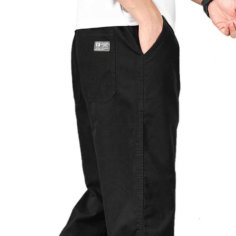 Big Size Mens Casual Pants Relaxed Fit Cotton Trousers Elastic Waist Drawstring Sweatpants Mens Jogger Pants Summer Spring T250924