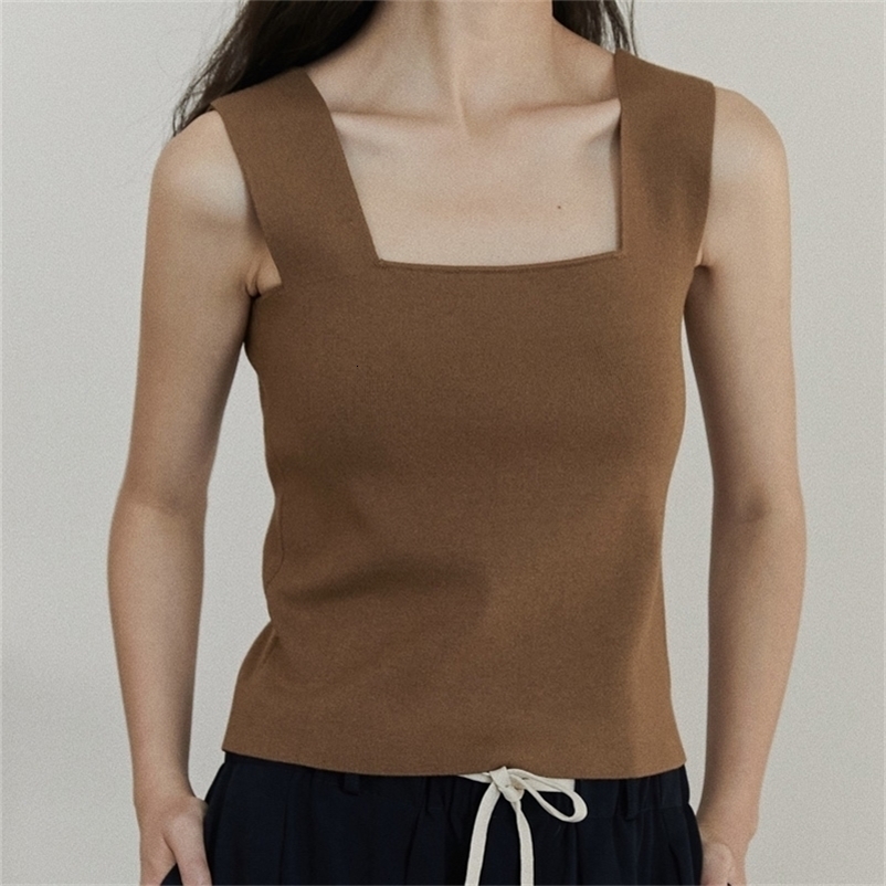 Camisoles Tanks Autumn and winter women's casual solid color slim knitted camisole 230413