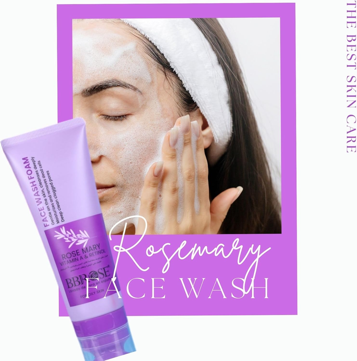 BBROSE Rosemary, Vitamin A & Retinol Face Wash Foam, Deep - Cleansing for Oily Skin