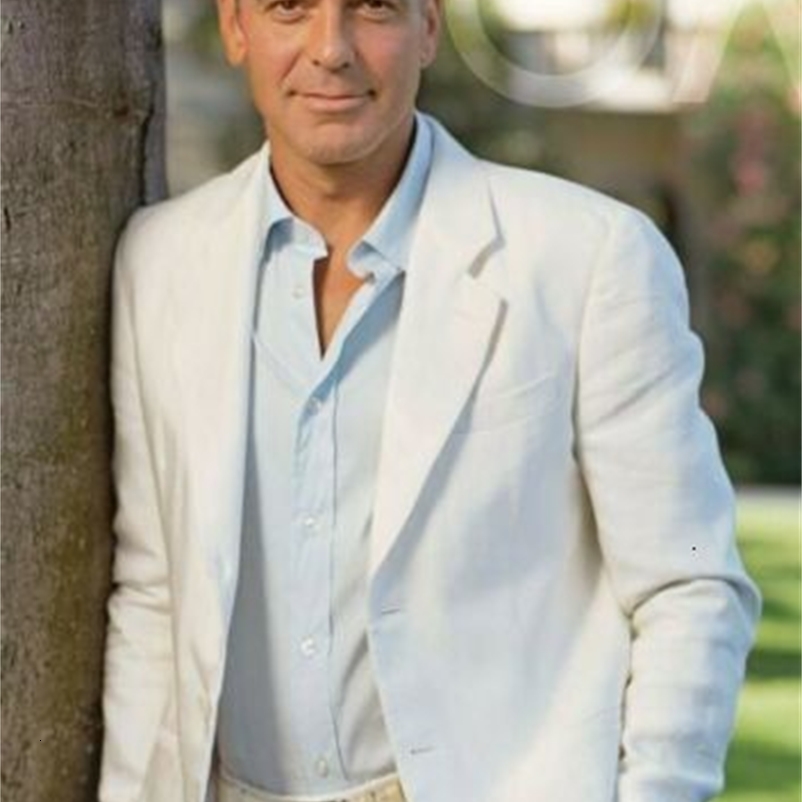 Men's Suits Blazers White Summer Linen Men's Blazer 2 Pieces Party Wedding Tuxedos Slim Fit Custom Middle-aged men's business Suits Jac