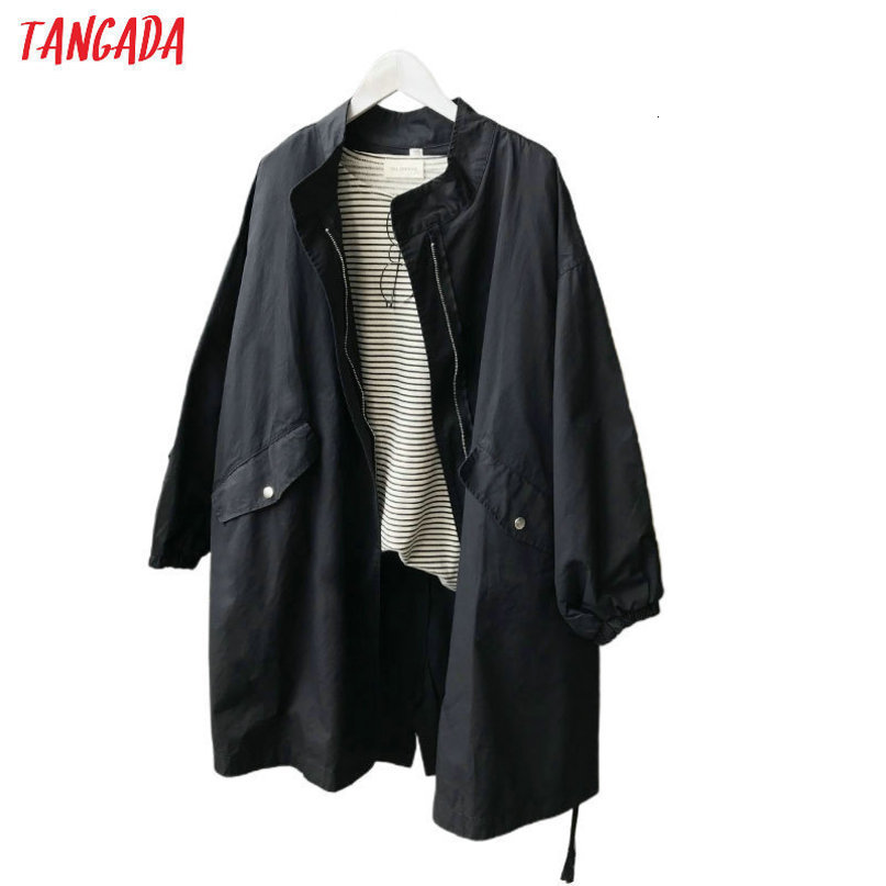 Tangada women oversized boyfriend style trench coat 2020 fashion ladies casual spring tops high quality ASF40 T200810
