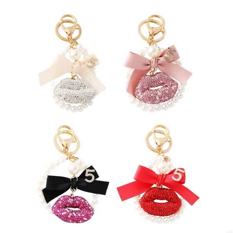 Fashion Rhinestones Lip Keychain With Bowknot Charm Elegant Bag Accessory For Women H8WF D250924