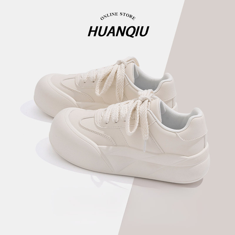 HUAN QIU Free shipping Designer Casual Shoes Women thick soled versatile board shoes casual white shoes