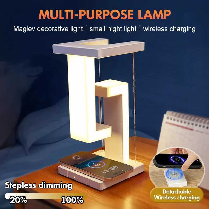 INS LED Night Light AntiGravity Physics Balance Suspension Table Desk Lamp Phone Wireless Charger Home Decor Bedside Lighting C251115