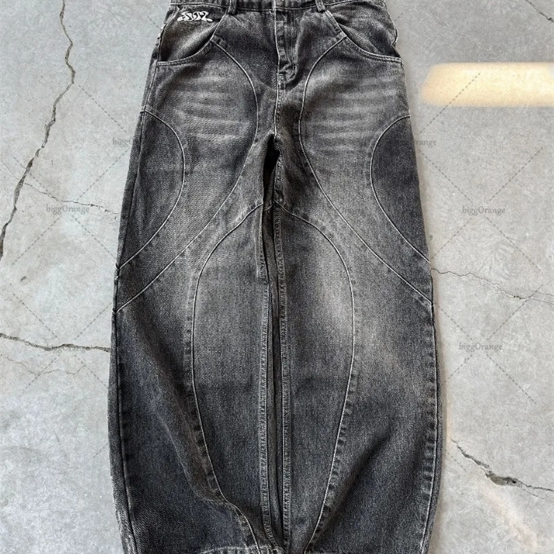 Y2K Punk Rock Fashion Edition Straight Wide Leg Mens Retro Street Hip Hop Harajuku Gothic Casual Loose Jeans Womens 250423