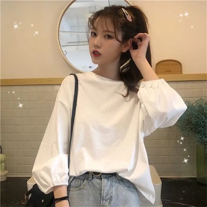 Korean Version T-shirt White Light Lantern Long Sleeve Clothing Aesthetic Tops Womens T Shirts Women Woman Tshirts Y2k Harajuku 240717