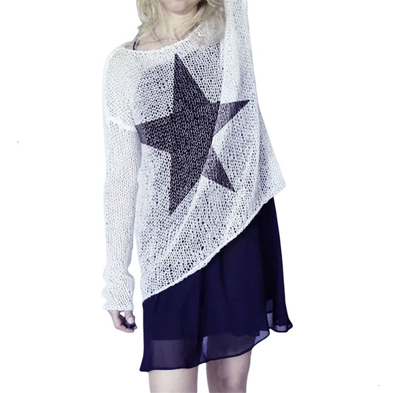 Women's Sweaters Women's Sweater Spring Autumn Long Sleeve Pullovers O Neck Star Print Knitwears Streetwear Crewneck Casual Outfits Winter Y