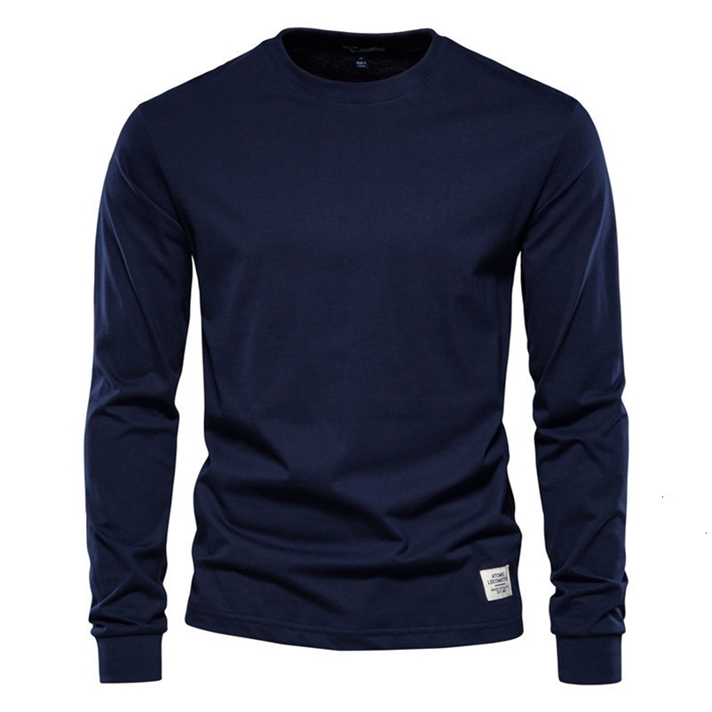 Men's T-Shirts Spring Fashion O-Neck Long Sleeve Cotton Men's T-Shirt High Quality Men's T-Shirt 12 Colors 230403