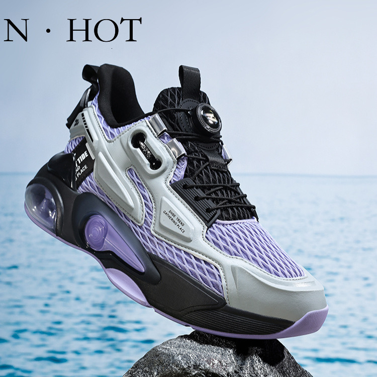 NHOT Designer Luxury Breathable Outdoor Sports Shoes Men's Fashion Trend Casual Knob Air Cushion Running Shoes Youth Soft Elastic Ultra Light Bas