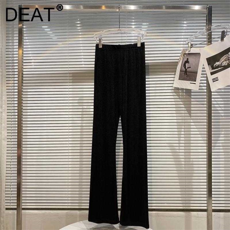 DEAT Women High Waist Stretch Ice Silk Drape Pants Arrivals Temperament Fashion Spring Summer 11D1375 210709
