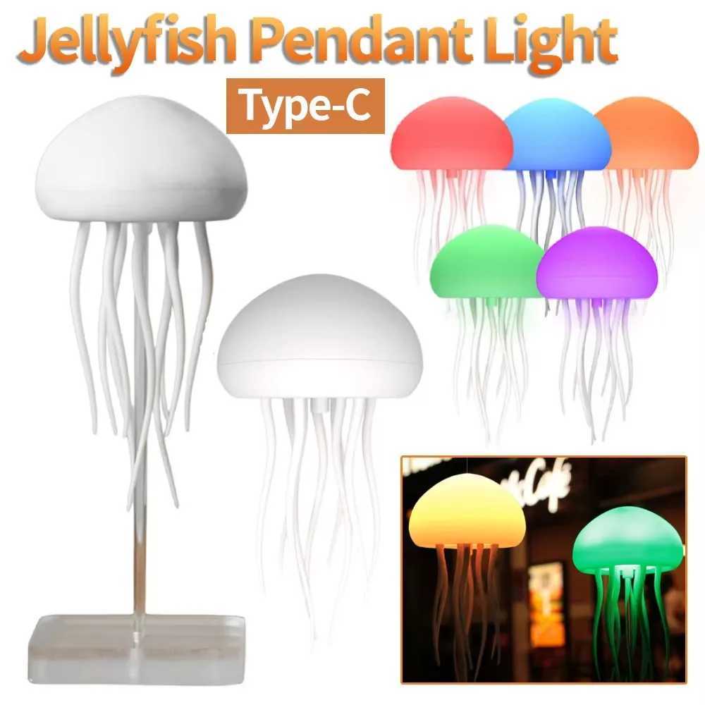 3D Bionic Jellyfish Night Lights RGB Gradient Cute Bedside Lamp Intelligent Voice Control Ambient Sensing Lights Table Lamp C251115