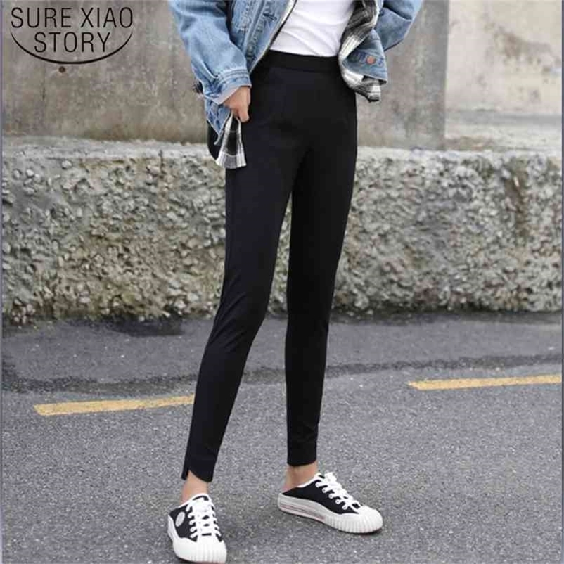 Casual Trousers High Waist Slim pencil Black Pants Arrival Nine Pant Womens fashion trousers office lady female 7267 50 210506