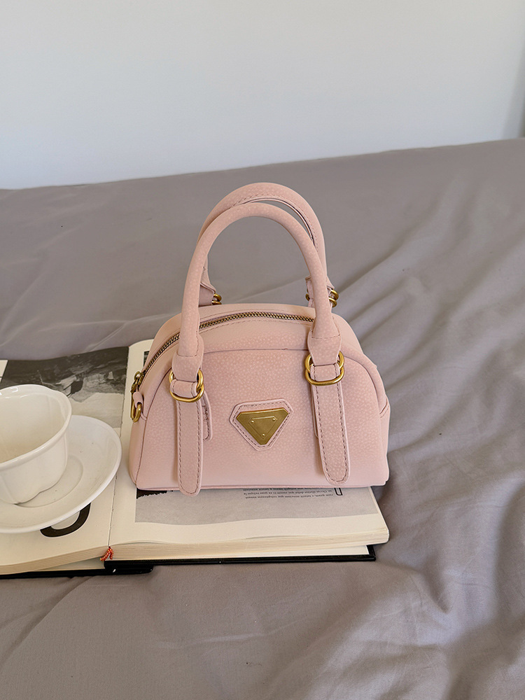 2025 Korean Style Bowling Bag Women Retro Colorblock Patchwork Shoulder Crossbody Fashion Purse 250806