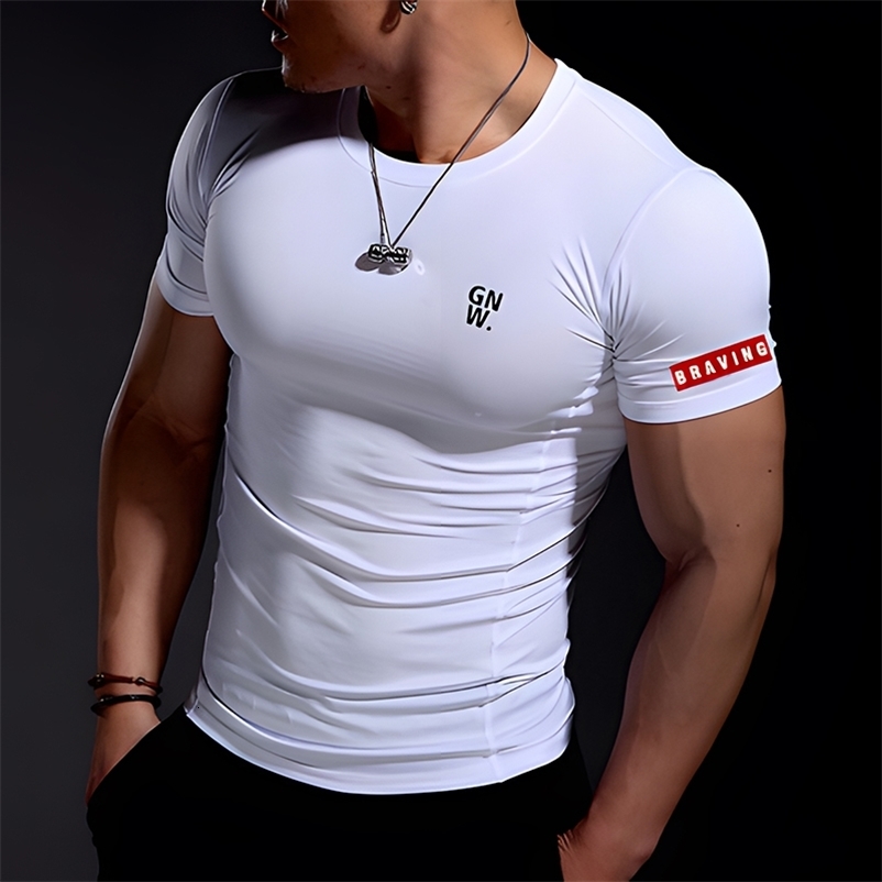 Men's T-Shirts Brief Men's Summer Casual Comfortable Tight-Fitting Sports Gym Sportswear Quick-Drying Breathable Shirt Oversized T- Shirt 23
