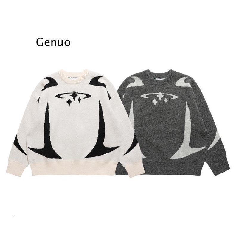 Men's Sweaters Men Vintage Knitwear Y2K Stars Graphic Sweaters Winter Harajuku Oversized Pullover Sweater Unisex Aesthetic Clothes for Teens 2308