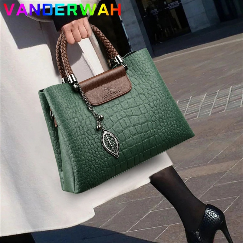 leather 3layer alligator cross body bag for women shoulder messenger Sac y ner womens handbag 240821