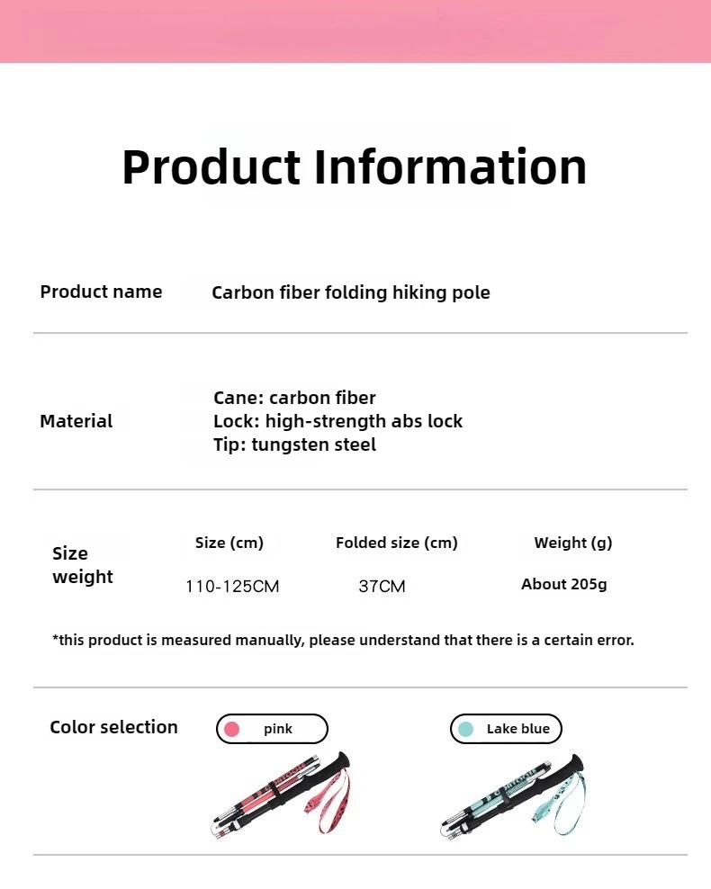 Carbon Fiber Trekking Poles Ultra-light Folding Hiking Sticks Walking Stick with EVA Handle Quick-Lock for Women Men Hiking Camping Climbing