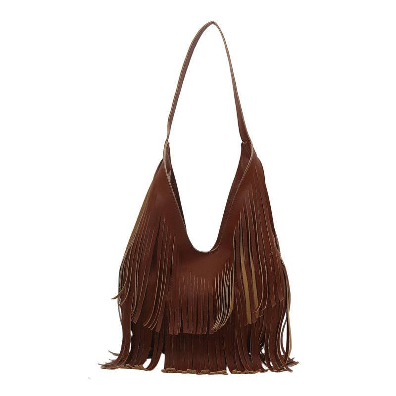 Small Tassels Shoulder Bags Women Korean Fashion Punk Style Underarm Bags Trendy Retro Pu Leather Handbag Female 240924
