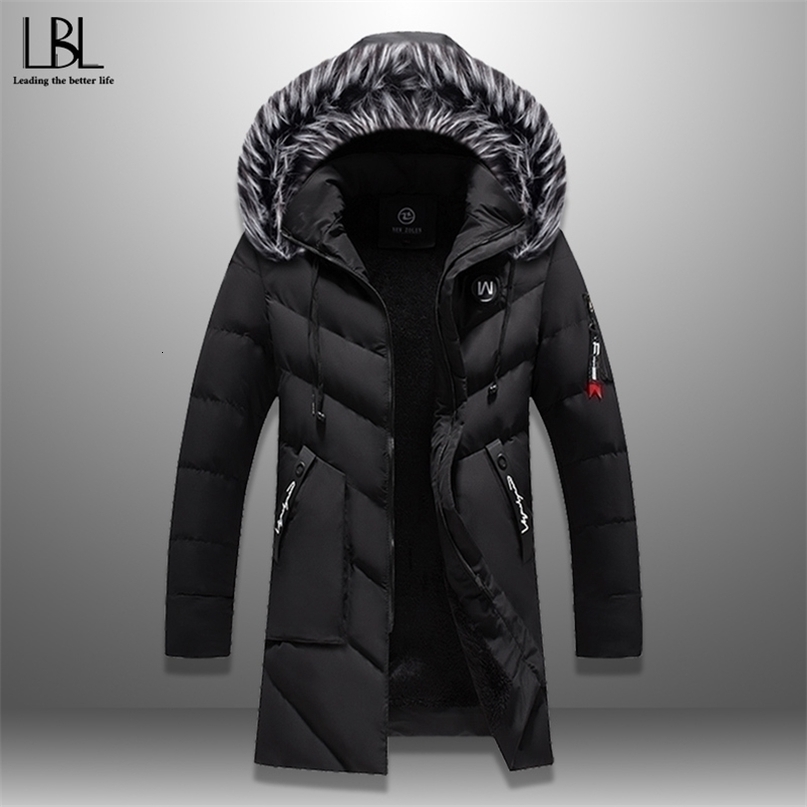 Winter Parka Men's Solid Jacket New Arrival Thick Warm Coat Long Hooded Jacket Fur Collar Windproof Padded Coat Fashion Men T200102