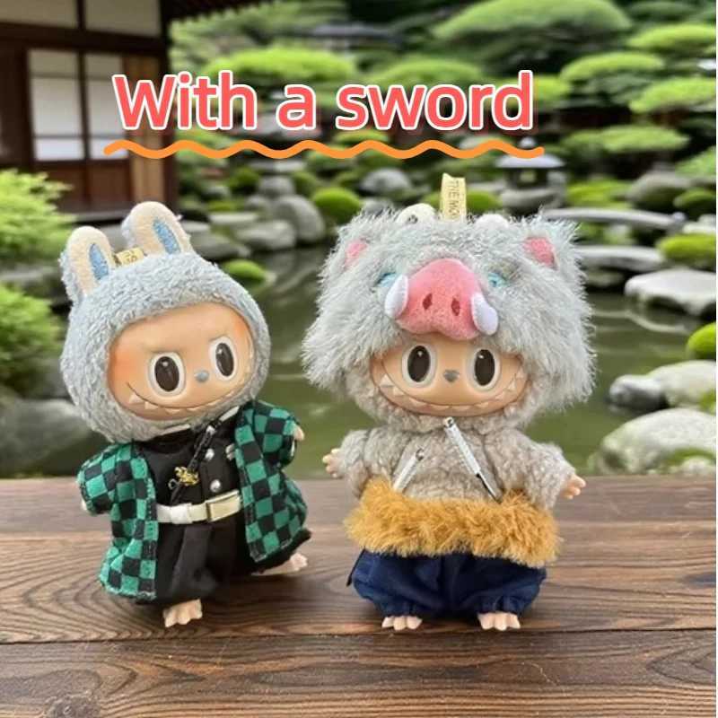 Labubu Clothing Doll Clothing Ghost Team Peripheral Rabubu Clothing 17cm Sitting Party Clothing Tanjiro Clothing with swords C250924