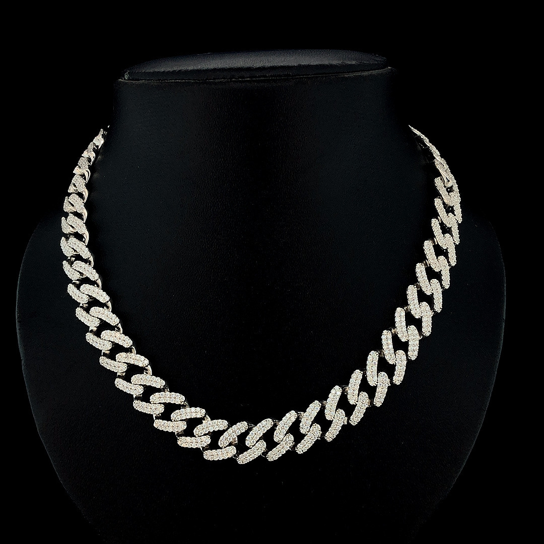 TrendHip Hop Customized TrendLength 16mm GoldPlated Brass Baguette CZ Diamond Cuban Link Bracelet Chain Necklace for Party Occasions