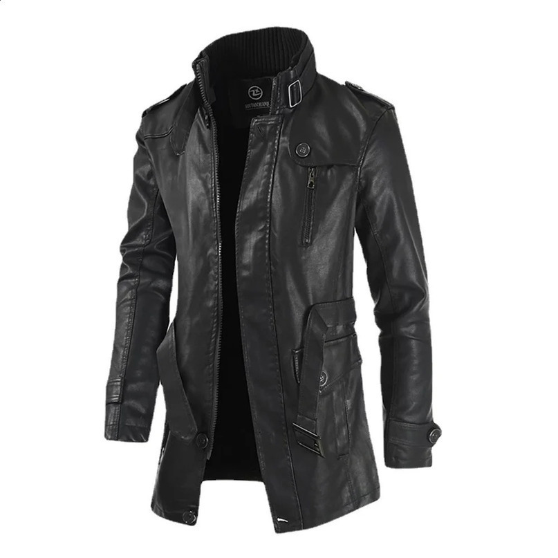 High Quality Jacket Mens Street Windbreaker Coat Men Leather Clothing Thick Fleece Casual PU 241217
