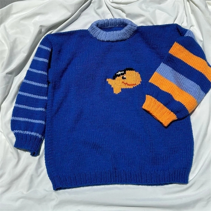 Y2k Round Neck Sleeveless Animal Jacquard Harajuku Sweater Knitted Sweater Vintage Top Oversize Streetwear High Street Clothes 240914