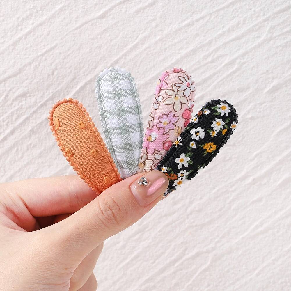 10Pcs/Lot Newborn Print Cotton Alloy Bow Snap Clips Set Fabric Plaid Hairpins Girls Kids Headwear Baby Hair Accessories ddmythur