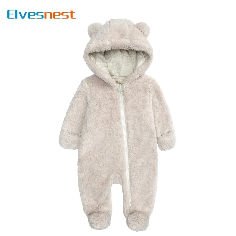 Fashion Baby Clothing Boys Footies Long Sleeve Arctic Velvet Hooded Baby Girl Clothes Winter Warm Baby Romper 0-12 Months 241230bj