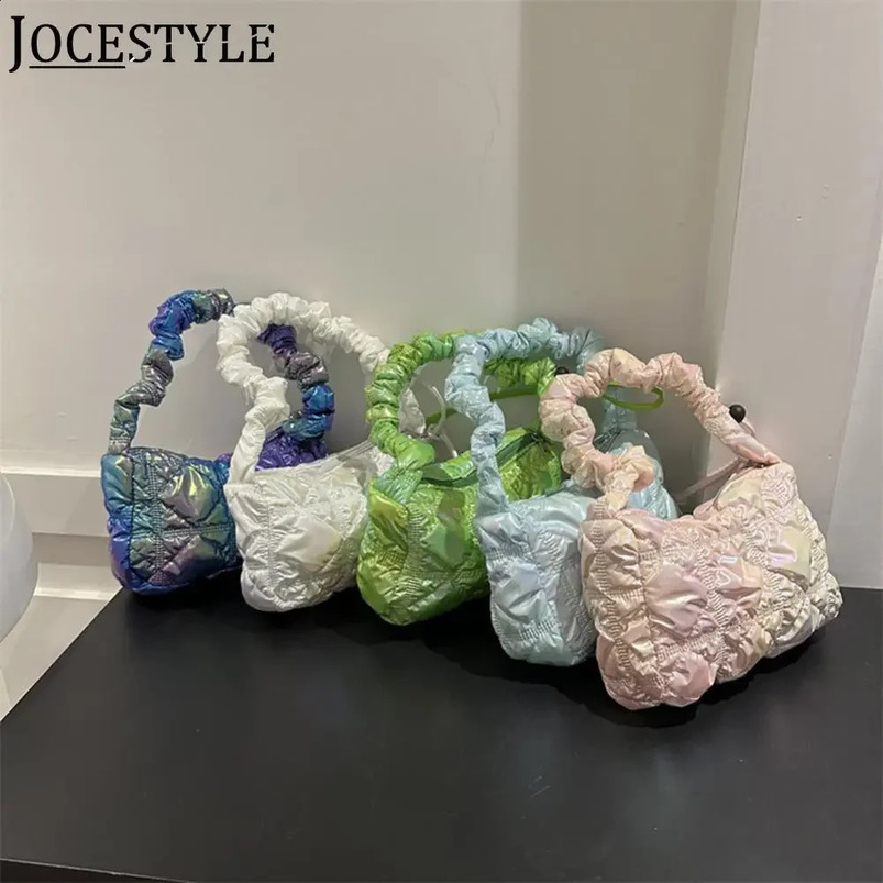 Women Padded Shoulder Hobo Armpit Bag Cloud Pleatd Drawstring Quilted Crossbody Tote Girl Stylish Satchel Purse 240817