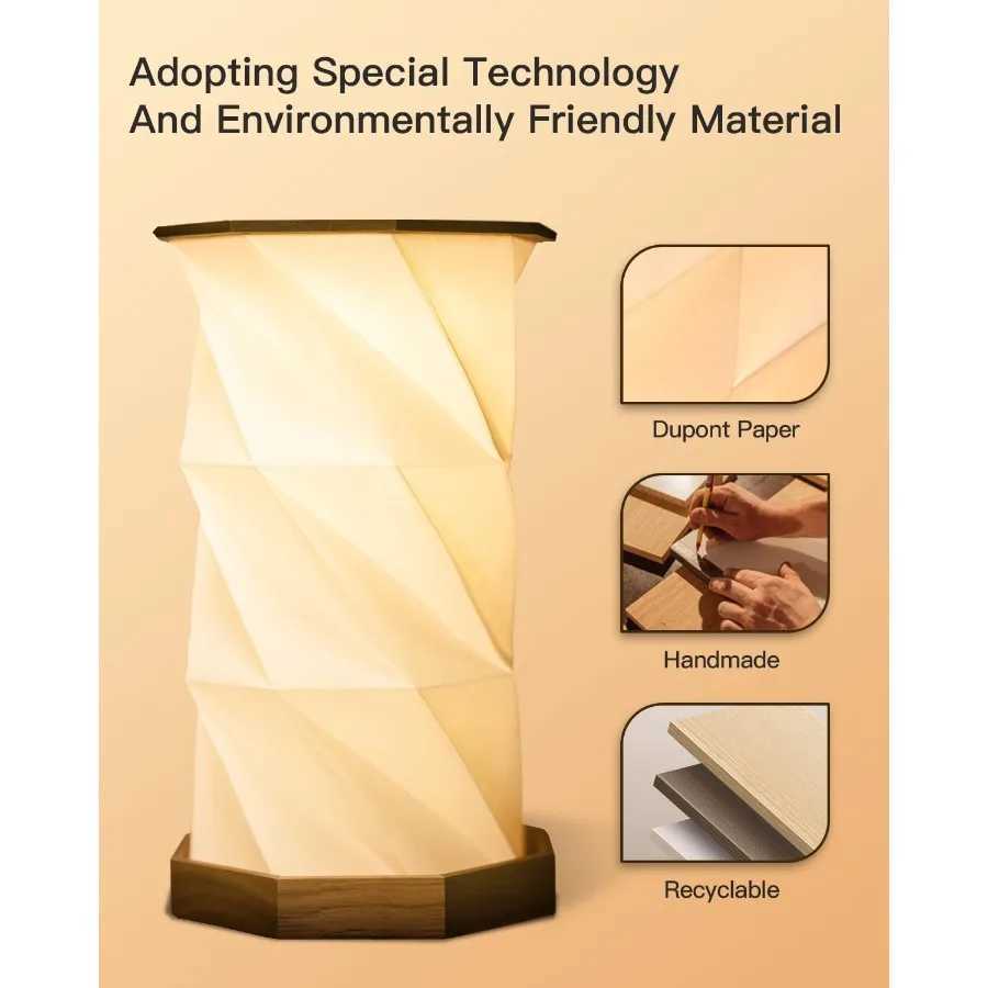 Rechargeable Portable Table Lamp Small Cordless Desk Lamp LED Stepless Dimmable Night Lights Bedside Foldable Paper Lamp for Ho C251115