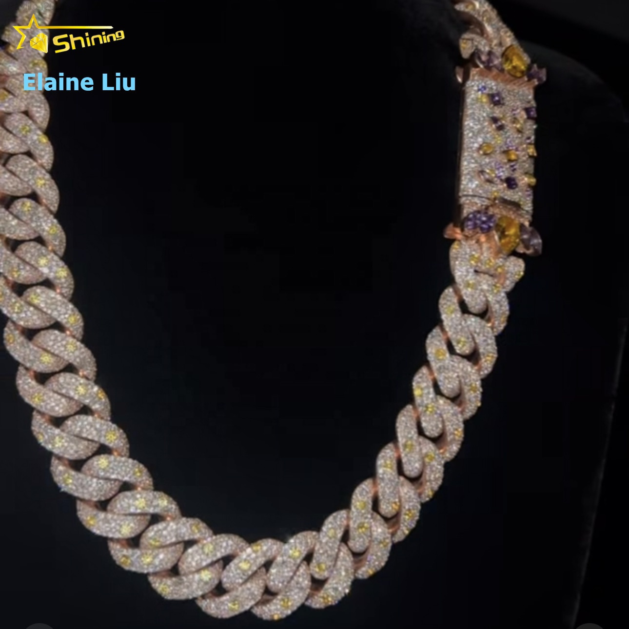 Iced Out Customized Trend Moissanite Hip Hop Jewelry 20MM VVS Moissanite Diamond 925 Sterling Silver Miami Cuban Link Chain Necklace