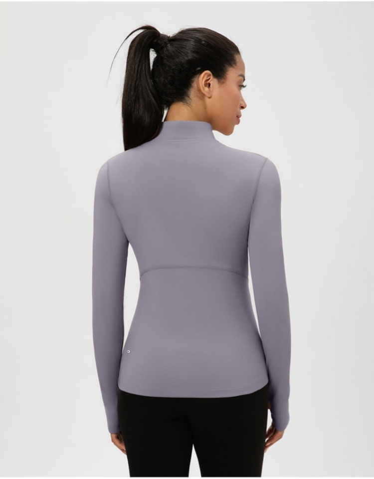 Women's Zipper Yoga Fleece Standing Collar Waist Cinching Slimming Running And Fiess Top Quick Drying Tight Fitting Sports Jacket