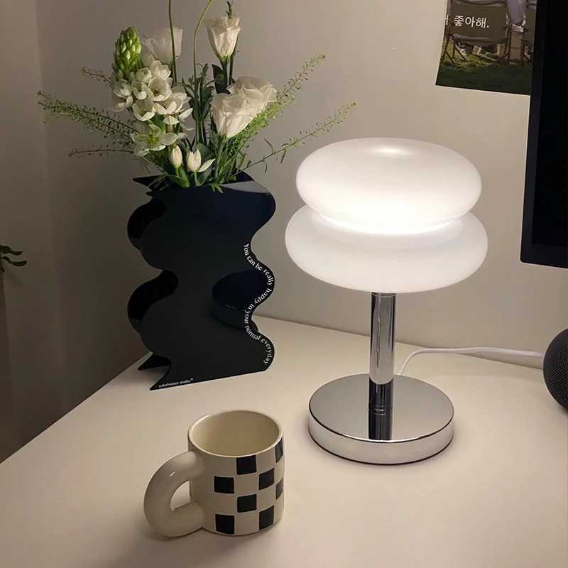 Nordic Bauhaus Macaron Glass LED Desk Lamp DimmingAtmosphere Lamps Eye Protection Night Lighting Girl Bedroom Bedside Decor C251115