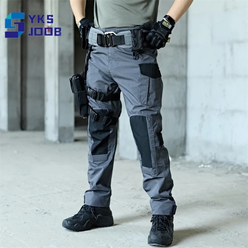 Multi-pocket Hiking Tactical Pant Mens Wear-resisting Waterproof Loose Cargo Pants Men Climbing Treking Camping Military Trouser 240812