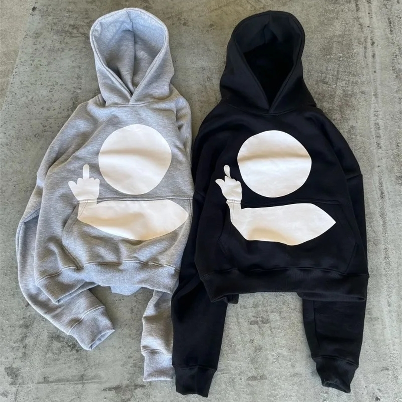 Street Fashion Cartoon Animation Printed Hoodie Men Y2k American Goth Hip-Hop Loose Casual Versatile Oversized Pullover Women 240914