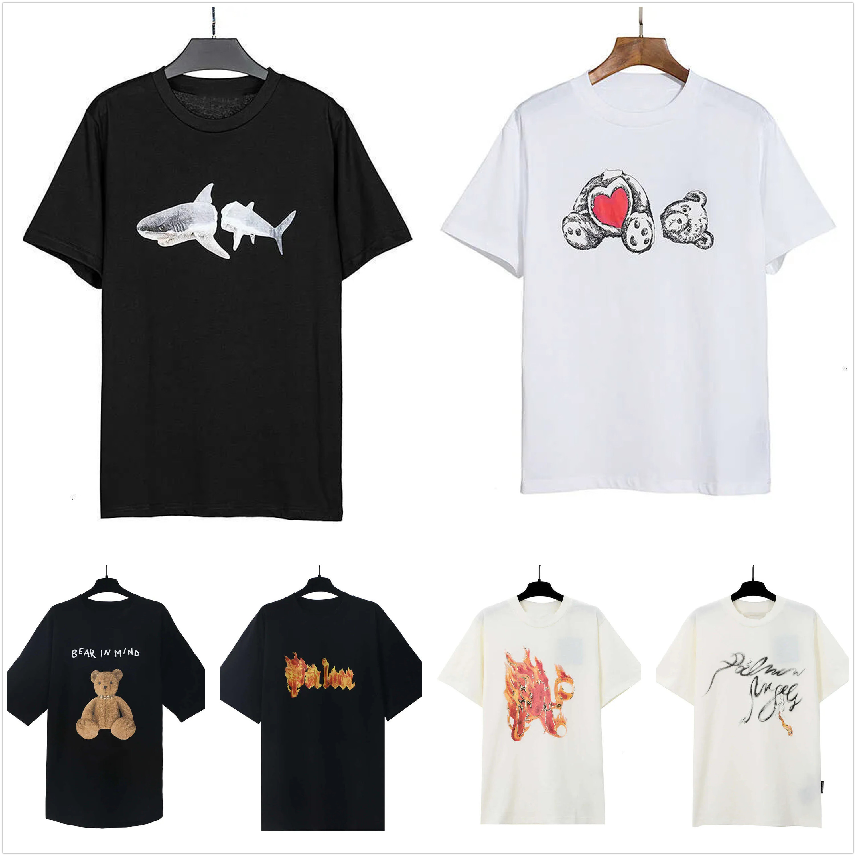 men tshirts designer clothes t shirt Banner bear print alphabet graffiti graphic tee t-shirt dropped shoulder sleeves shirts oversized fit Breathable bear B3