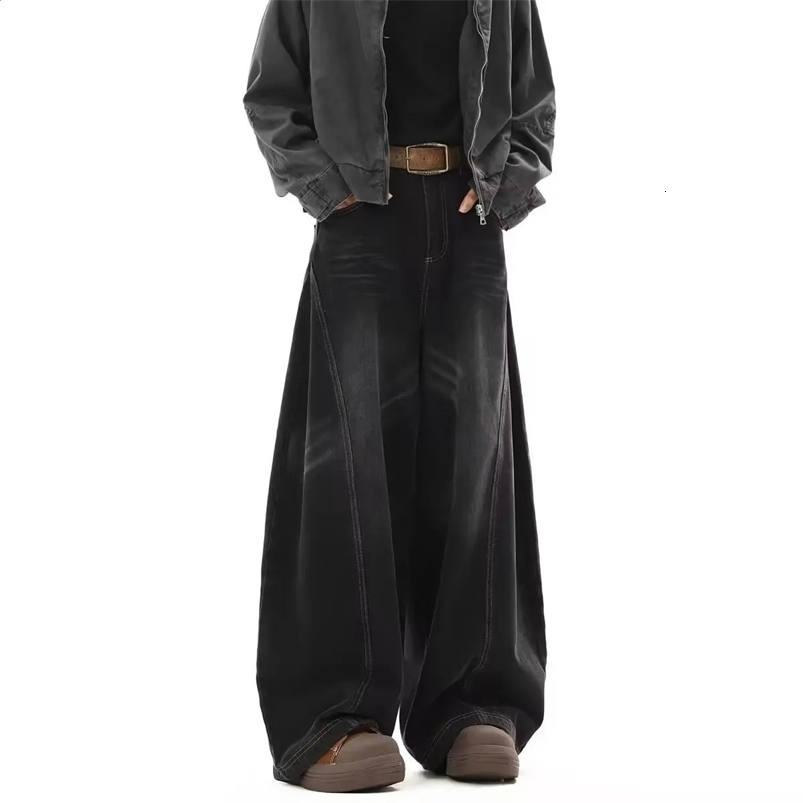 Spring American High Street Mens and Womens Trendy Hip Hop Straight Leg Laundry Jeans Suitable for Couples Loose Retro Casual Pants 250423