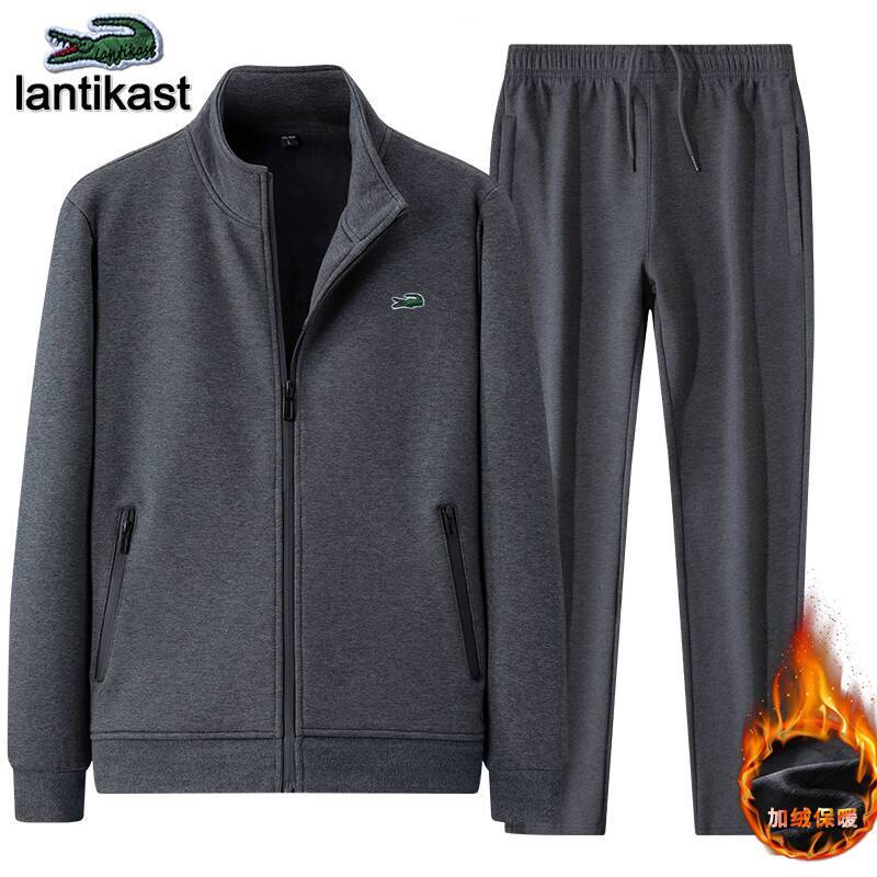 Hooded Jacket Sports Suit, Designer Style High-quality Crocodile Pattern Plus Size Men's Top Autumn And Winter Sportswear Long Sleeved Twopiece S