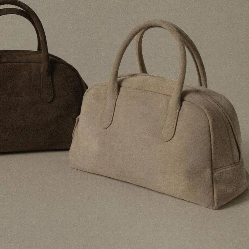 Minority Bowling Boston Retro Handbag Large Capacity Womens Bag Fashionable Premium Suede Leather 240820