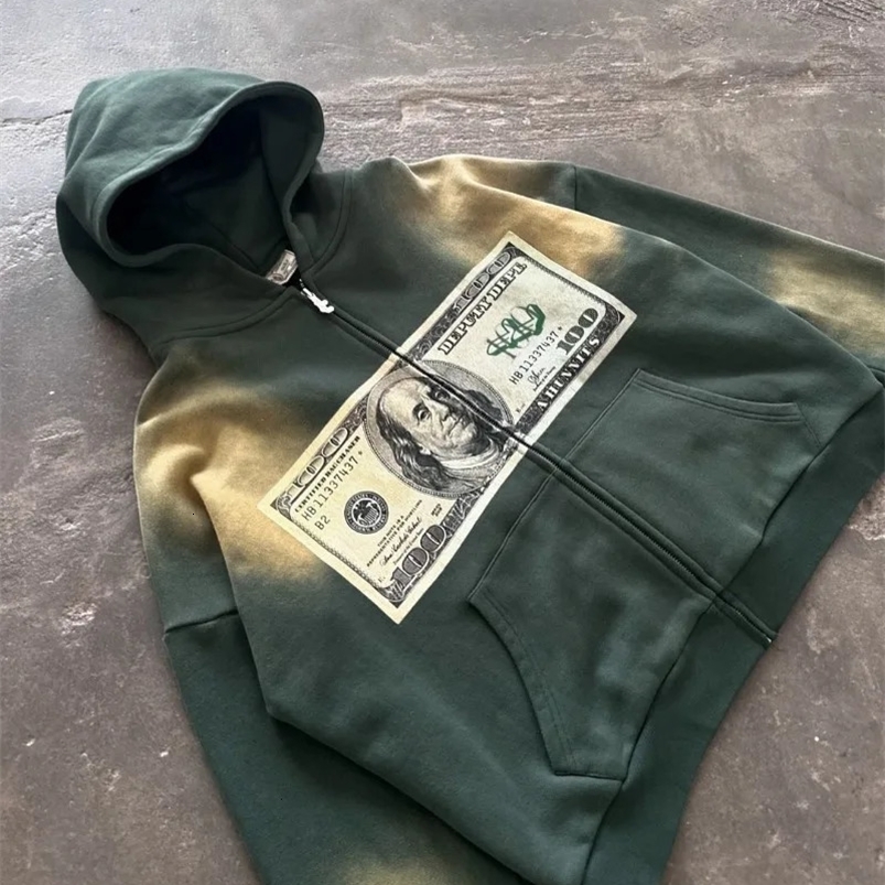 European and American Street Retro Anime Printed Zipper Hoodie Mens Y2k Gothic Punk Hip Hop Rock Fashion Casual Sweatshirt Womens 241214