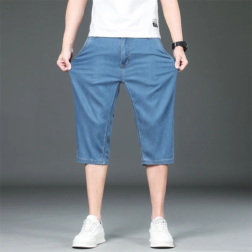 Casual Mens Denim Shorts Summer Thin Comfortable Solid Color Classic Straight Baggy Denim Pants Male Cropped Short Pants 250117
