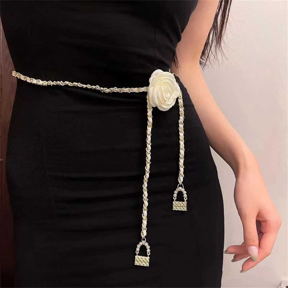 Fashion Ladies Elegant Camellia Flower Waist Chain Belt Floral Body Dress Waistband Strap Women Accessories Adjustable23 D250924