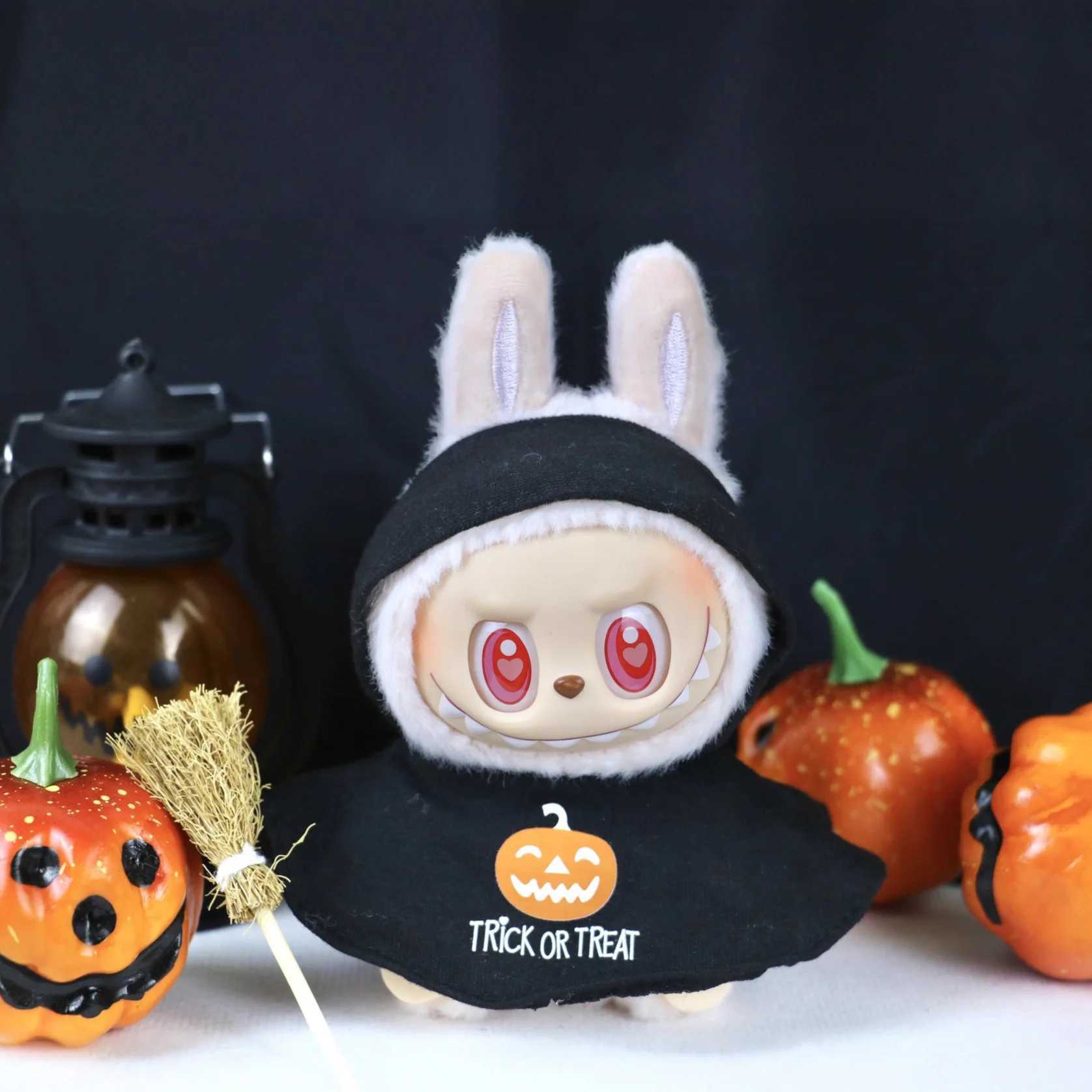 For Doll Cloth 17cm Halloween Evil Cloak Magic Academy Prop Broom Pumpkin Clothes Labubu Doll Pendant Costume Christmas Clothes C250924