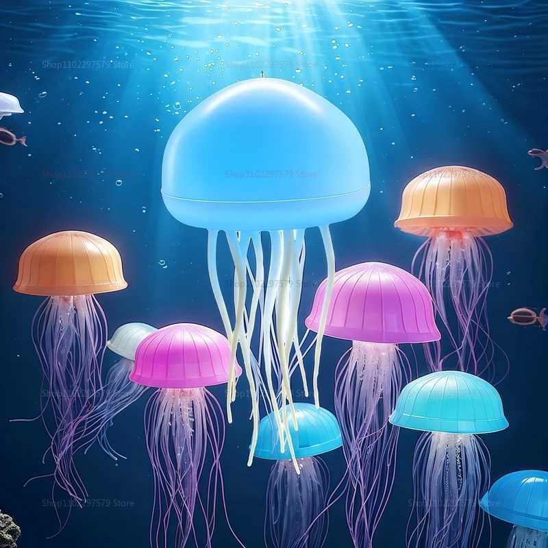 3D Bionic Jellyfish Night Lights RGB Gradient Cute Bedside Lamp Intelligent Voice Control Ambient Sensing Lights Table Lamp C251115