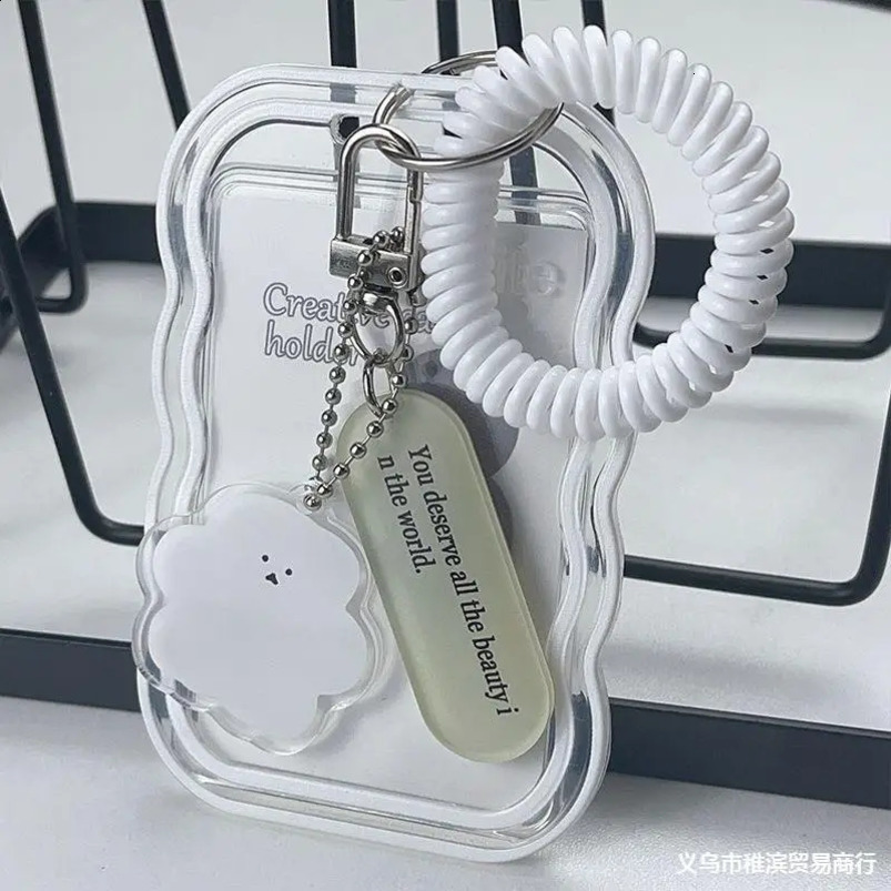 Ins Cute Transparent Card Cover Student Campus Access Fashion Keychain Badge Holder ID Credit Double sided 240820