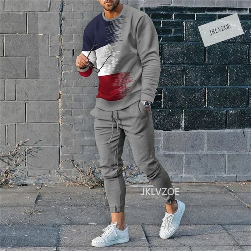 Fashion mens two-piece sportswear 3D printed clothing O-neck 2-piece set casual loose street er 241205