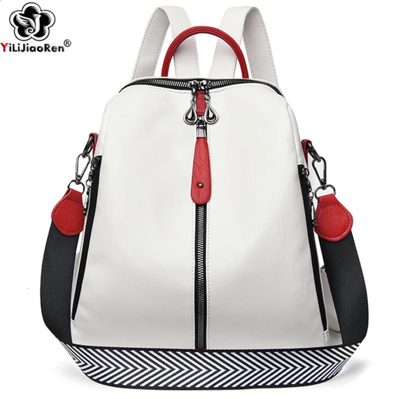 Fashion Backpack Female Soft leather Rucksack Women Shoulder Bag Ladies Travel Back Pack Large Capacity Dayback Bookbag for Girl 240724