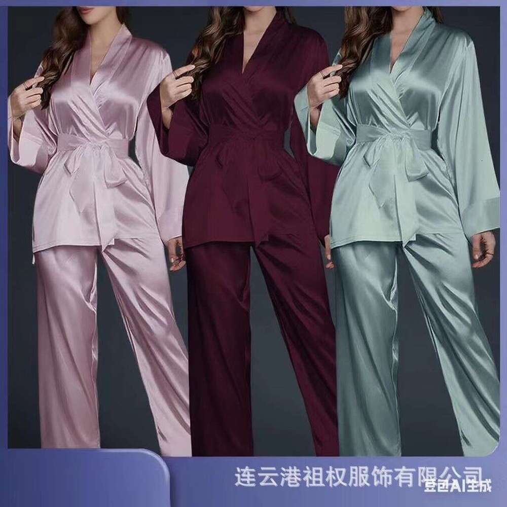 Advanced satin pajama set two-piece set for casual and comfortable home wear, perfect for sleepwear and casual wear, elegant and comfortable must-have
