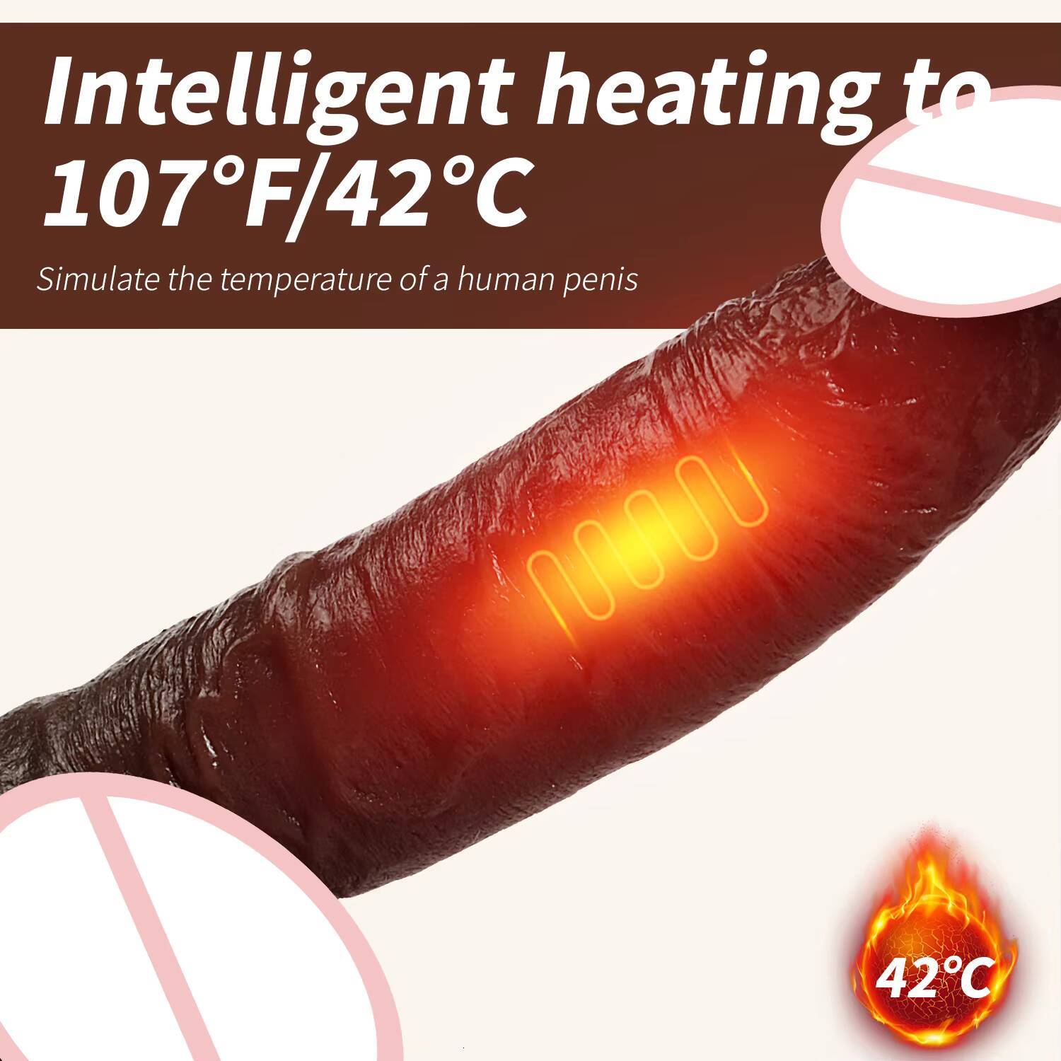 83Inch Brown Simulated Vibrating Penis With Telescopic Heating Function Female Masturbation Dildo Vibrators for Women Pene
